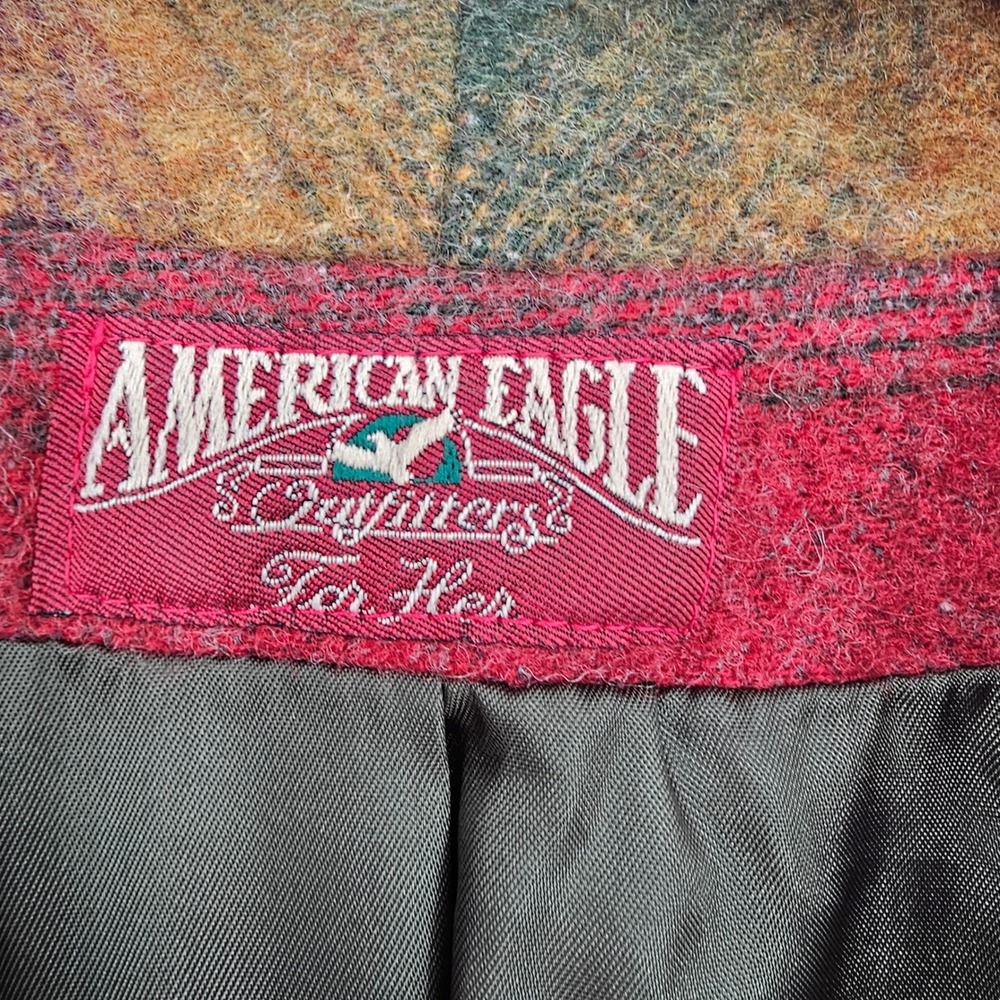 Vintage 90s Southwestern Wool Blanket Jacket L Shawl Collar Aztec Boxy Oversized - Picture 6 of 9